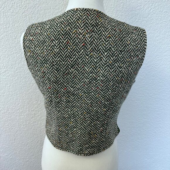 Country Set Vtg Suede Tweed Leather Vest Size 9 Green 60s 70s Festival Western - Picture 4 of 16